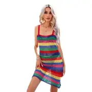 Womens Sleeveless Knitted Beach Swimwear Bikini-Cover Up