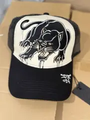 Ed Hardy Trucker Hat - Iconic Panther Design-Black / Creme Trucker Hat NEW