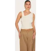 Almond Asymmetric Strap Detail Vest Top, Almond