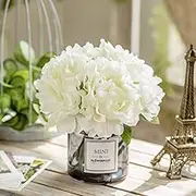 Artificial Hydrangea and Glass vase Decoration, Ins Style Artificial Flower Glass Bottle Set, Suitable for Living Room, Dining Table, Office, Wedding, Hotel Banquet and Other Home Decoration. (white)…