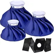 (4 Pack) Hot & Cold Reusable Ice Bags for Injuries with Elastic Breathable Wrap, No-Leak Refillable Ice Pack (6"/9"/11") for Sports Sprains, Strains, Swelling & Headache Relief - First Aid & Pain Therapy Ice Packs (Blue)