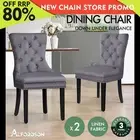ALFORDSON 2x Dining Chairs Kitchen Lounge Padded Diamond Tufted Fabric Grey