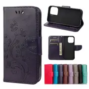 For iPhone 13 Case,Playful Butterflies PU Leather Wallet Cover,Deep Purple