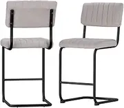 Artiss 2X Bar Stools Kithen Dining Chairs Velvet Padded Stool Metal Grey