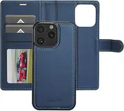 Boyobacase Wallet Case for iPhone 13 Pro,for iPhone 13 Pro Case,2 in 1 Detachable Wallet Magnetic with Card Slots Cash Pocket Stand Feature[Side Magnetic Closure] with Wrist Strap-Navy Blue