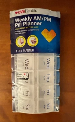 CVS Health AM/PM Large Print And Capacity Travel Daily Pill Planner New