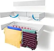 Step Up Clothes Airer - Wall-Mounted - Extendable - Foldable Clothes Airer for Indoor or Outdoor Use - Space-Saving, Compact Design, 25 kg Load Capacity, 6 m Cable (70 cm - White)