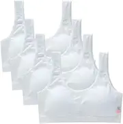 [Ztexkee] Girls' Stretchy Cotton Bralette 4PCS Comfort Students Underwear Soft Breathable Tank Top Bra Training Sports Bra