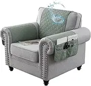 Armrest Cover with Pockets 1/2/3 Seater Recliner Chair Sofa Armrest Cover Couch Headrest Slipcovers Quilted Water Proof Nonslip Furniture Protector for Recliner Leather Sofa (Color : #17, Size : 1 S