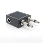 Dual 3.5mm Airplane socket Headphone Mono Audio Converter Travel Plug Splitter