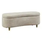 Pemberly Row 18" Boucle Flip Top Solid Wood & Fabric Storage Bench in Taupe