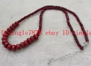 Faceted 2x4mm+5x8mm Brazil Red Jade Rondelle Gemstone Beads Necklace 20" AAA+