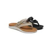 EVERAU® Arch Support Hook and Loop Orthotic Thongs - Black / AU Ladies 6 / AU Men 4 / EU 37