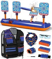 Lehoo Castle Electronic Shooting Target for Nerf Gun, Digital Target 4 Dart, Tactical Vest Kit for Boys and Girls