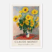 Galrie Claude Monet's Vibrant Bouquet of Sunflowers - Classic Impressionist Art Print, White Frame, A4 21 x 30cm (8 x 12inch)
