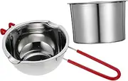 DECORNIJIA 1 Set Stainless Steel Double Boiler Melting Pot Silicone Handle for Fondue Outdoor Cooking Durable Material Heat Conductive Lightweight Design