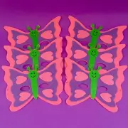 6~NEW "SMILING" Butterfly & Heart Felt Masks Craft Project in Pink+Purple+Green