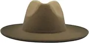 [Hcclijo] Woolen Top Hat Gradient Felt Hat Winter Big Edge Men's and Women's Jazz Hat Two-British Hat