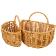 2pcs Wall Hanging Basket Woven Storage Basket Wall Kitchen Garlic Basket