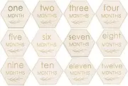 BESPORTBLE Newborn Milestone Blocks 12pcs Wooden Milestone Cards Monthly Signs Room Decor Photo Prop