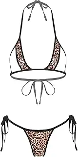 [Yeahdor] Women Trendy Bikini Set Two Piece Swimwear Bathing Suit Triangle Halter Top Sexy Tie Side Swimsuit
