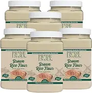 Pride of India - PACK of 6 - Brown Rice Flour 1 lbs (454 gm) Slightly Nutty Earthy Taste Milled in Small Batches- Used for Cooking Baking Coating Thickening Cakes Soups Noodles Dumplings Pastries