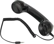 3.5mm Vintage Retro Telephone Handset, 3.5mm Telephone Handset Cell Phone Receiver for Smartphones Computers, One Touch Operation, Volume Control (Black)