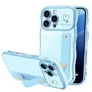 for iPhone 16 Pro Max Case for Women Girls with Strap, Wave Frame Cute Love