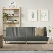 Convertible Sofa Bed, Dark Grey Fabric Sleeper Couch with Adjustable Backrest, Folding Futon Lounge for Living Room Dorm
