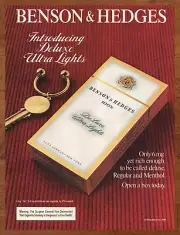 1982 Benson & Hedges Ultra Lights Cigarettes Print Ad/Poster Man Cave Wall Art
