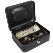 BARSKA Compact Steel Cash Box Safe w/ Removable Tray and Key Lock, CB11830