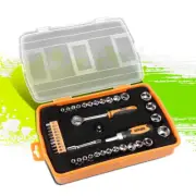 41Pcs Screwdriver Bits Adapter 1/4" Handle Ratcheting Socket Wrench Set Orange