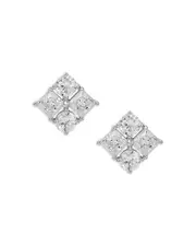 Nadri Cubic Zirconia Cluster Stud Earrings in Rhodium Plated