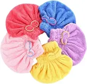 Baluue 1set 5pcs Fast Drying Hat Muslin Face Cloths Cup Hair Plop Hair Bow Makeup Brush Cleaner Face Towel Eye Makeup Remover Hair Cap Silk Hair Wrap for Sleeping Hair Towel
