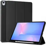 For Samsung Galaxy TAB S10FE+ With Pencil Holder Folio Smart Leather Magnetic Stand Case Cover (Black)