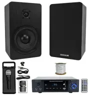 Rockville BLUAMP 150 Amplifier w/ Bluetooth+(2) 5.25" Bookshelf Speakers+Mic