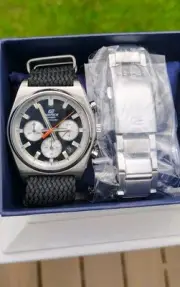 Casio Edifice Stainless Steel Black Dial Quartz Analog Chronograph EFB-730D-1AV