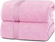[Utopia Towels] Luxurious Jumbo Bath Sheet 2 Piece - 600 GSM 100% Ring Spun Cotton Highly Absorbent and Quick Dry Extra Large Bath Towel - Super Soft Hotel Quality Towel (35 x 70 Inches, Pink)