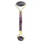 Natural Amethyst Double Head Jade Stone Roller & Guasha Scrapping Plate Face