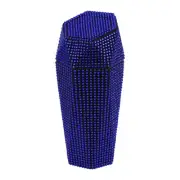 Car Trash Can Rhinestones Portable Car Cup Holder Plastic Trash Bin Blue 1 Pcs