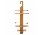 Bathroom Bamboo Shower Caddy with Hang Hook Shower Organiser