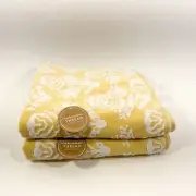 Common Thread 2Pc Bath Towels Zero Twist 100% Cotton 30 x 54" Yellow & White New