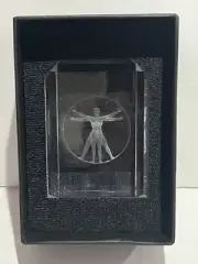 Man In Ring Glass Paper Weight- Medical New In Box Made In Israel