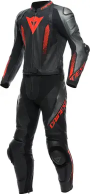 Dainese Laguna Seca 5, leather suit 2pcs. , color: Black/Grey/Neon-Red , size: 56