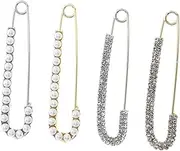 [SHERCHPRY] 4pcs Rhinestone Brooch Safety Pin Sweater Large Pin Chic Clothing Ornament