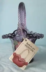 Fenton Glass Hand Painted Basket