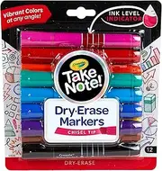 CRAYOLA 58-6545 Take Note Premium Whiteboard Markers 12pk, Chisel Tip, Great for Boardroom, Classroom or Office, Bright Colours that stand out and Erase easily for visual impact in meetings or schools