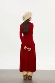 Womens Wool Top Skirt Two-piece Christmas New Year Warm Knitted Sweater Pullover