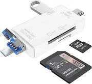 6-in-1 SD Memory Card Reader, USB C/USB/Micro USB SD/TF Card Reader Adapter for Mac, MacBook, iPhone Camera, Android Phone, PC, Laptop, Computer, Type C OTG Card Adaptor for Micro SD/SDHC/SDXC(White)