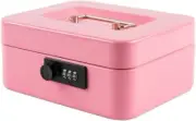 Medium Cash Box with Combination Lock Safe Metal Money Box with Money Tray Pink